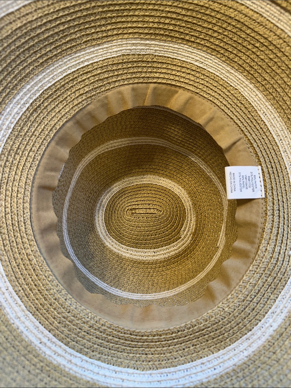 Beach Hat Summer Tan and White Straw Hat - Picture 3 of 7